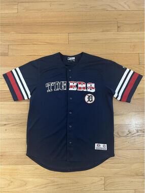 Detroit Tigers True Fan Vintage Navy Blue Baseball Jersey